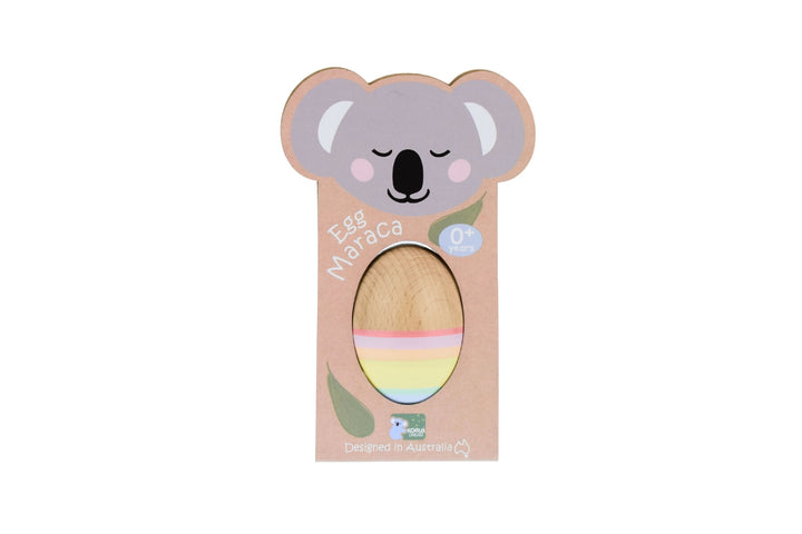 Wooden Rainbow Egg Maraca in Koala Gift Box