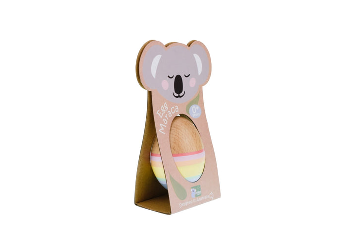 Wooden Rainbow Egg Maraca in Koala Gift Box