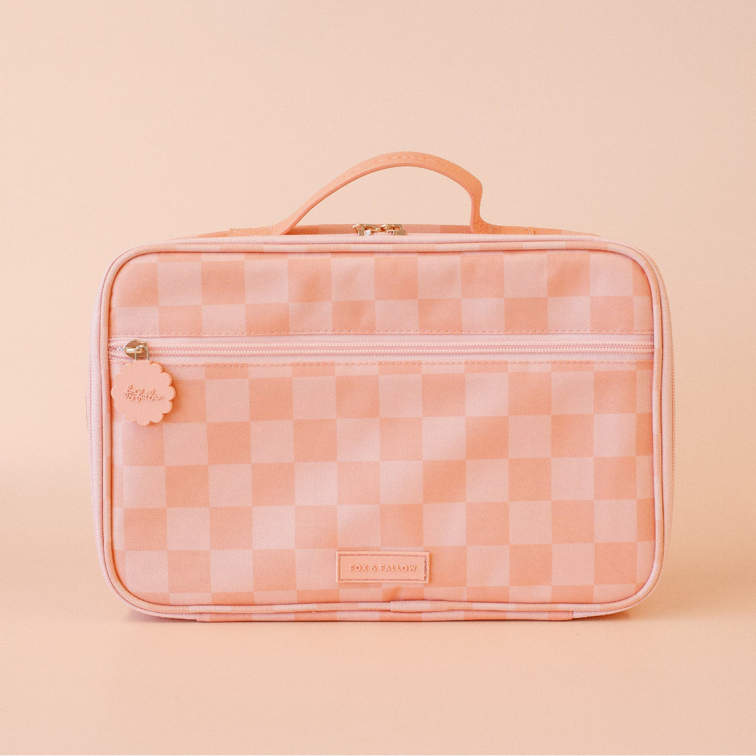 Peach Check Insulated Lunch Bag