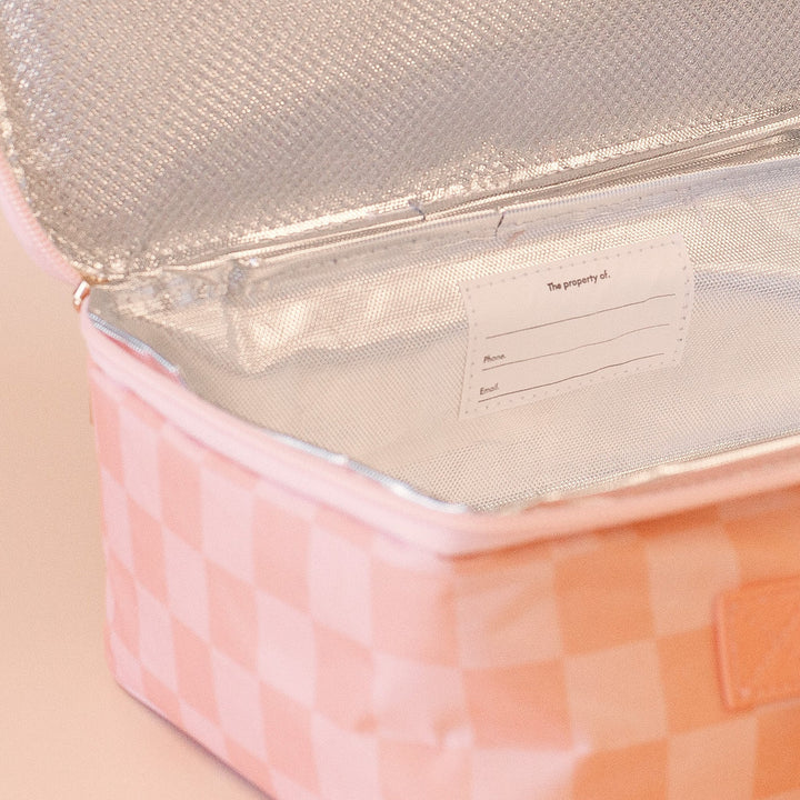 Peach Check Insulated Lunch Bag