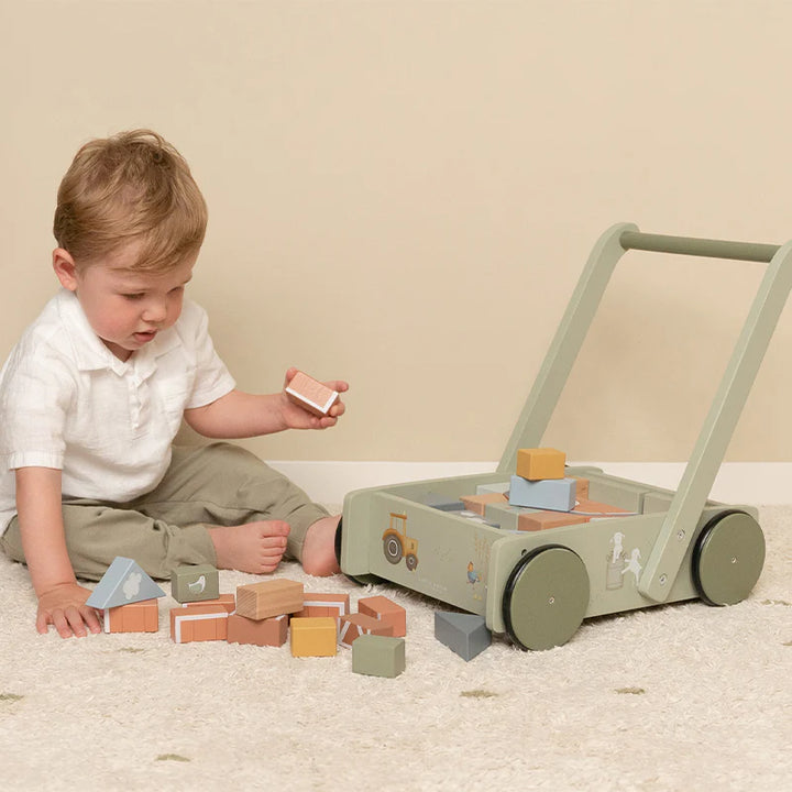 Little Farm Wooden Block Trolley