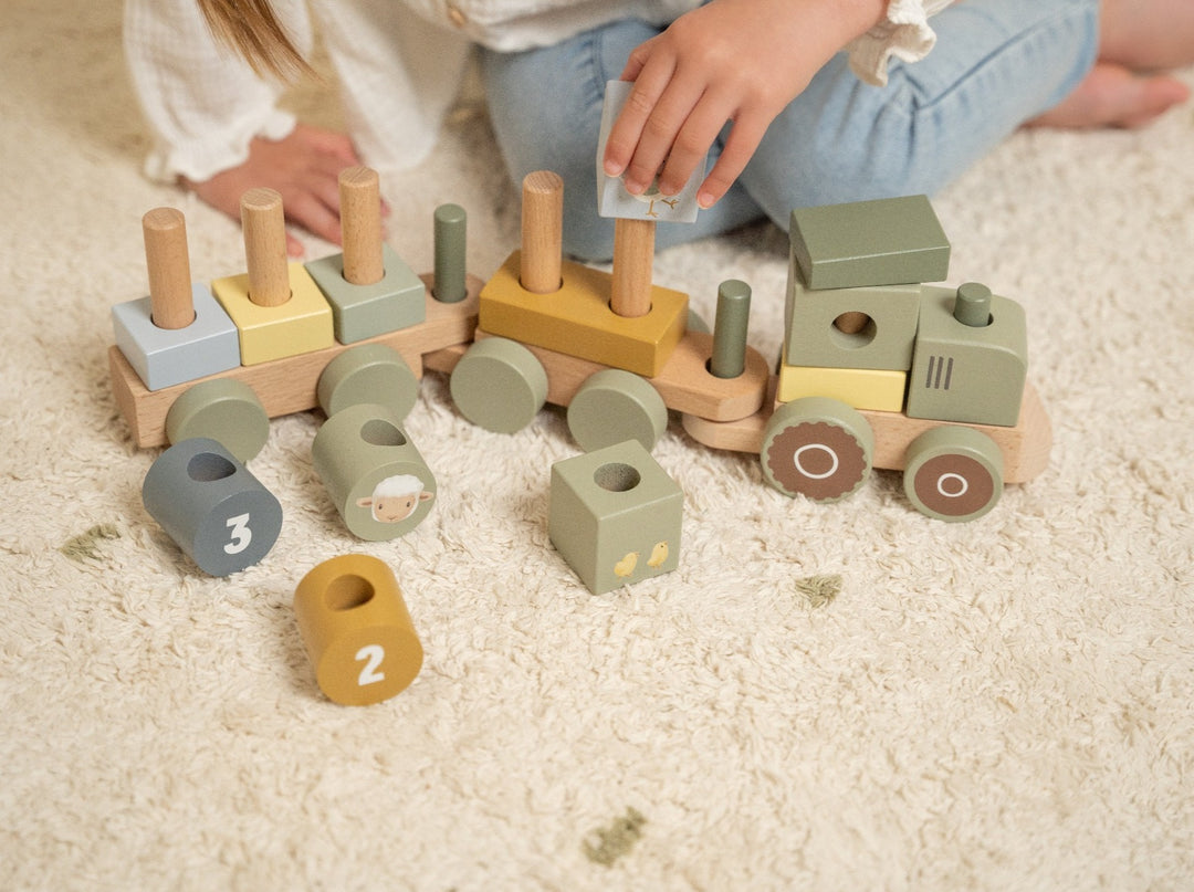 Little Farm Wooden Stacking Train Tractor
