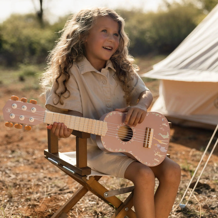Little Dutch Safari Friends Wooden Guitar - Pink