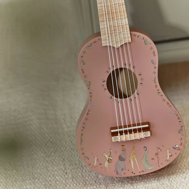 Little Dutch Safari Friends Wooden Guitar - Pink