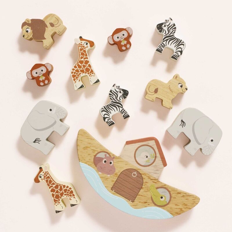 Le Toy Van Wooden Noah's Balancing Ark Animal Stacker