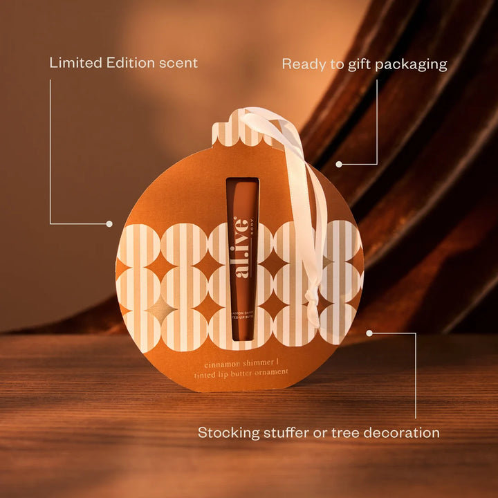 al.ive body Tinted Lip Butter Ornament - Cinnamon & Citrus