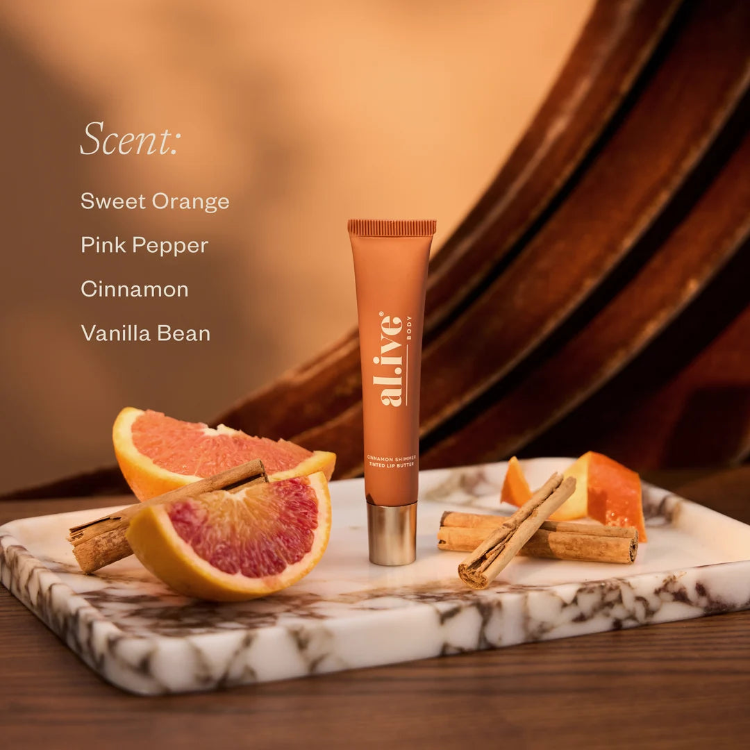 al.ive body Tinted Lip Butter Ornament - Cinnamon & Citrus