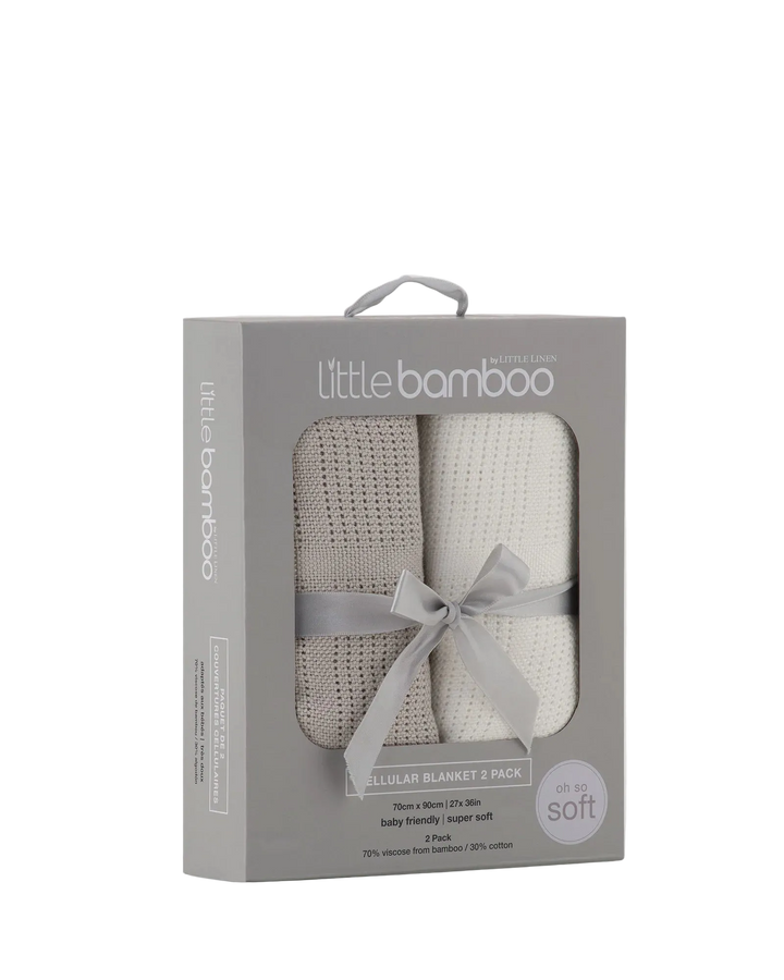 Little Bamboo Baby Cellular Blanket 2 Pack - Stone Grey