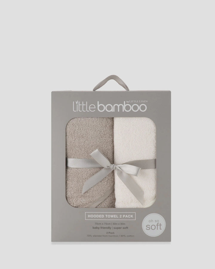 Little Bamboo Baby Hooded Towel 2 Pack - Stone Grey