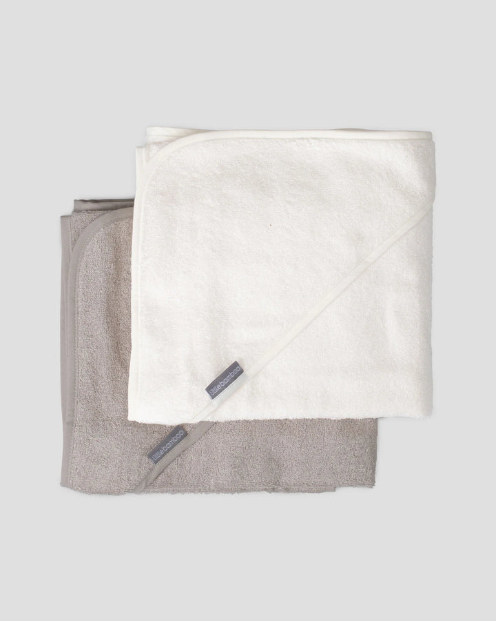 Little Bamboo Baby Hooded Towel 2 Pack - Stone Grey