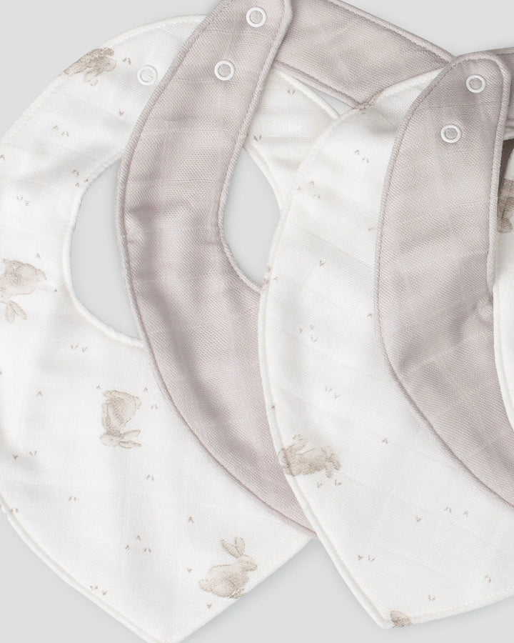 Little Bamboo Baby Muslin Bib 5PK - Stone Grey