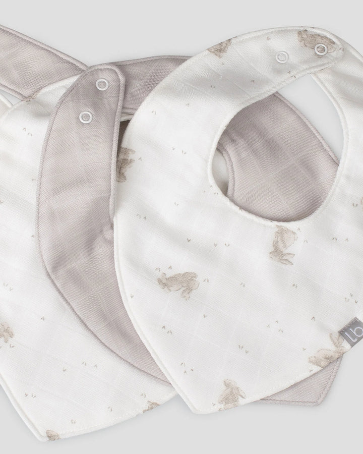 Little Bamboo Baby Muslin Bib 5PK - Stone Grey