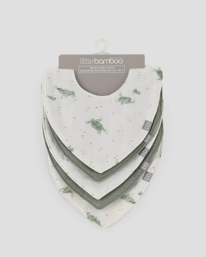 Little Bamboo Baby Muslin Bib 5PK - Turtle Bay