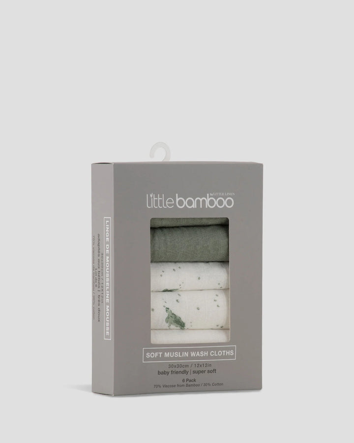 Little Bamboo Muslin Washers 6 Pack - Turtle Bay