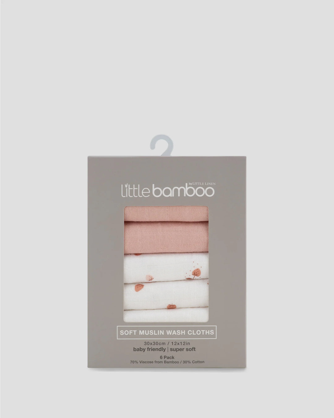 Little Bamboo Muslin Washers 6 Pack - Dusty Rose