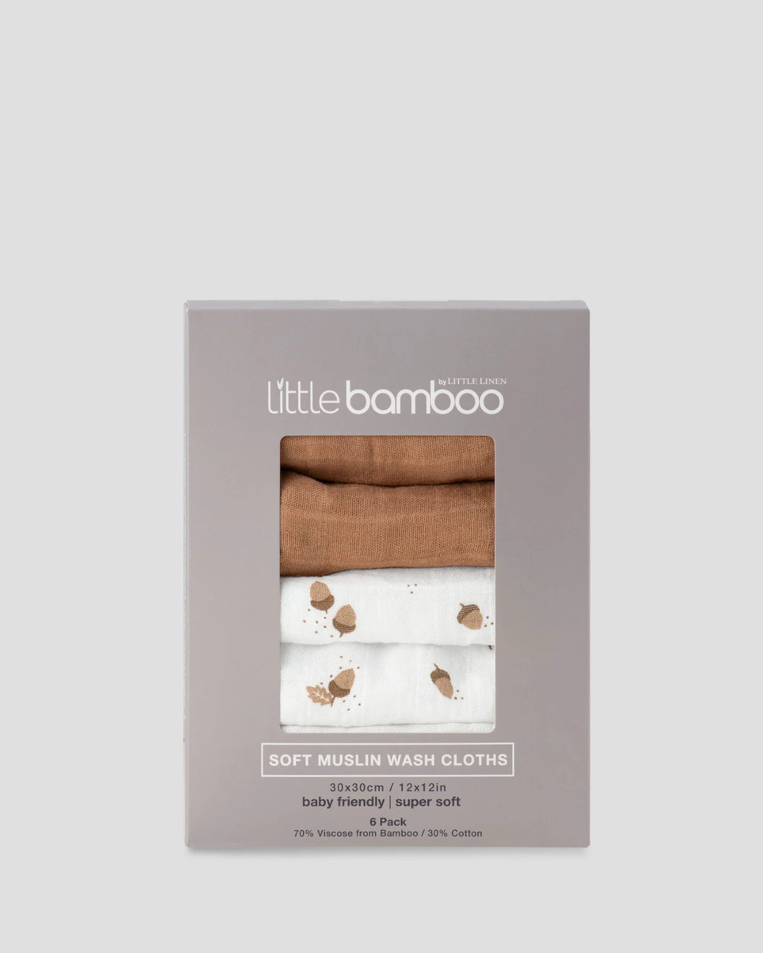Little Bamboo Muslin Washers 6 Pack - Iced Coffee
