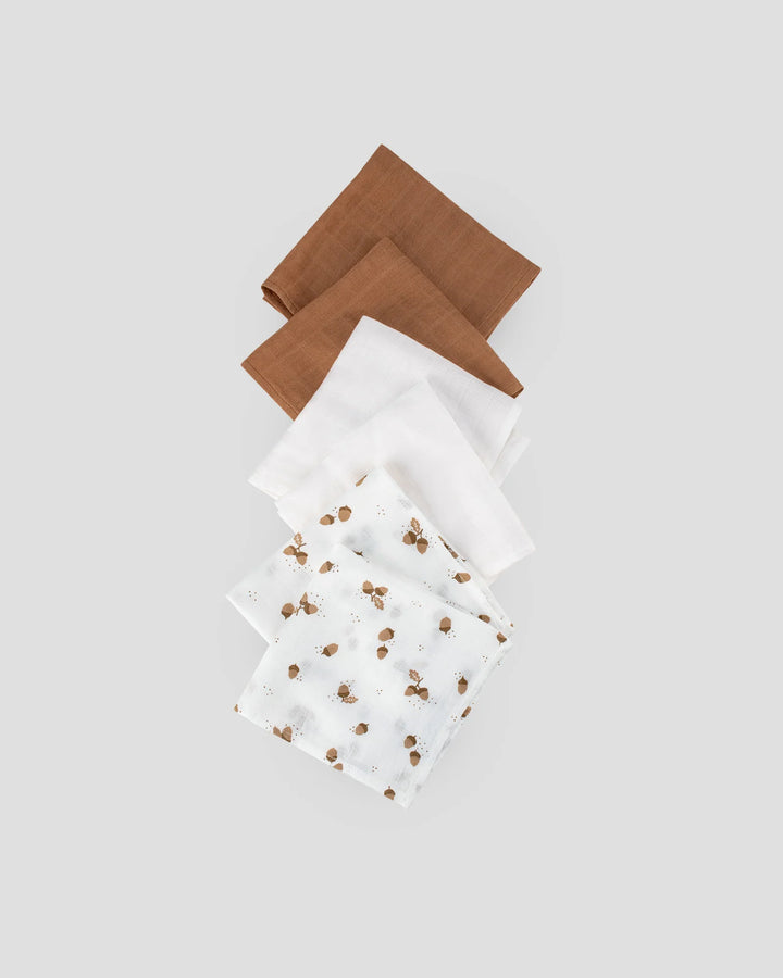 Little Bamboo Muslin Washers 6 Pack - Iced Coffee