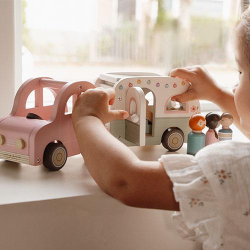 Little Dutch Wooden Toy Car and Caravan