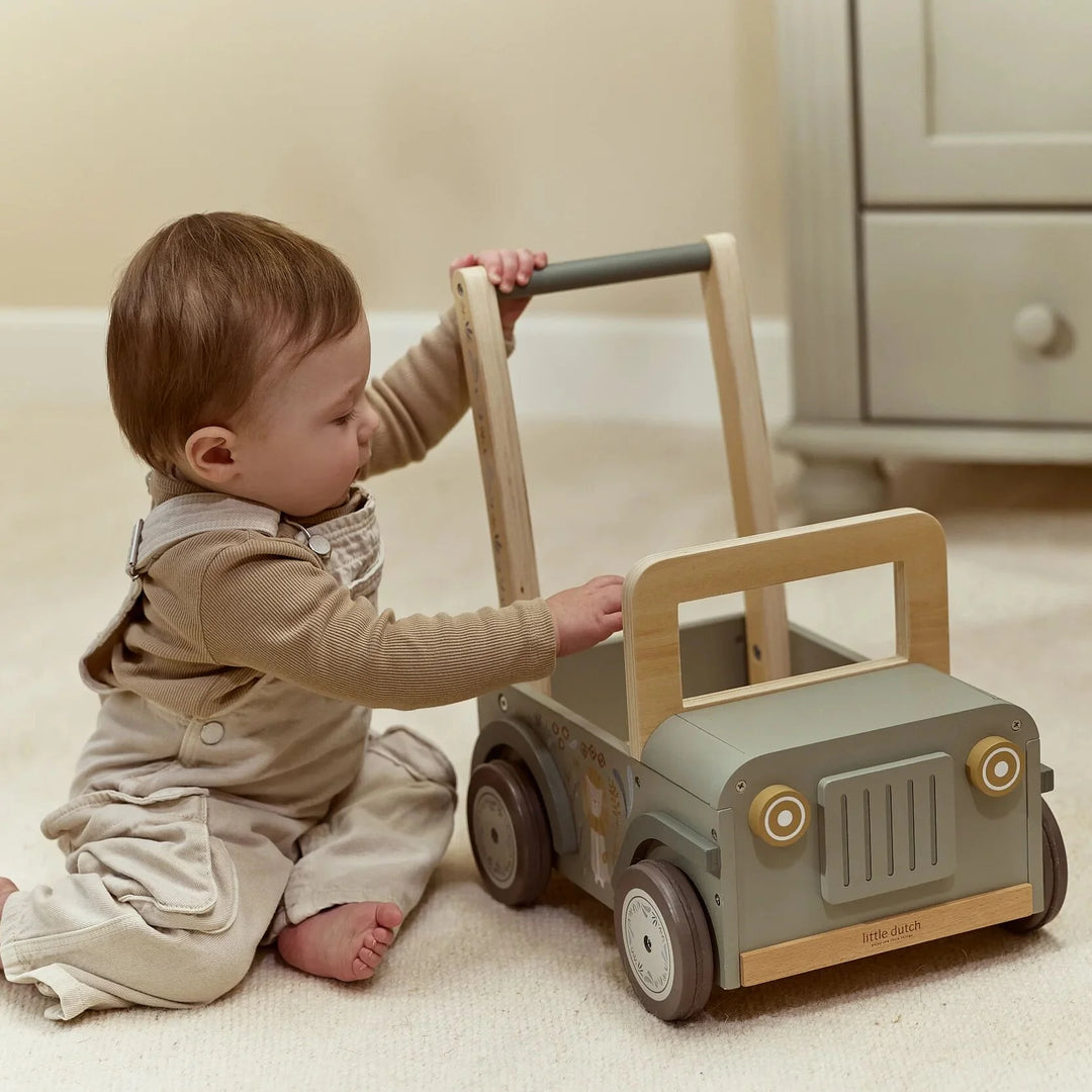 Little Dutch Safari Friends Wooden Push Safari Car