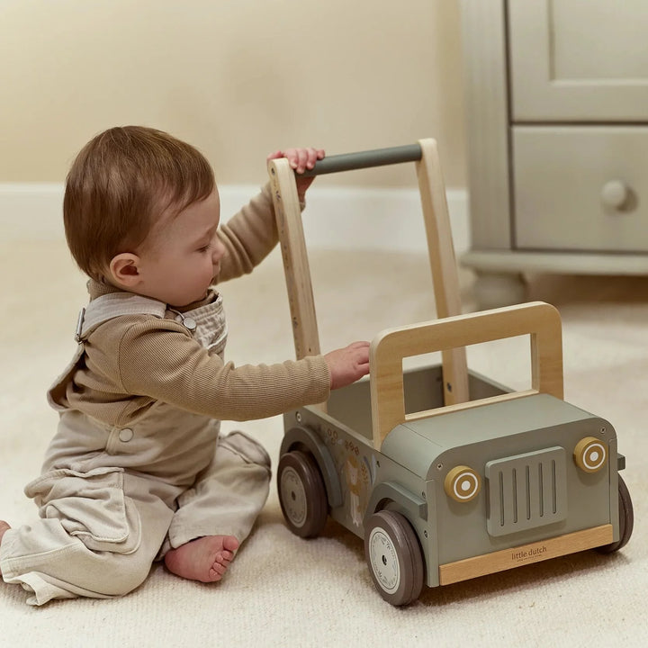 Little Dutch Safari Friends Wooden Push Safari Car