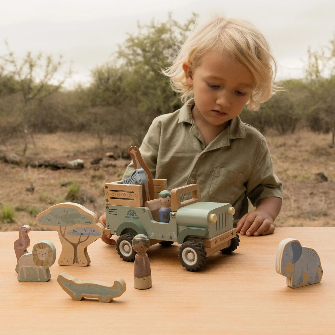 Little Dutch Safari Friends Wooden Safari Car with Animals