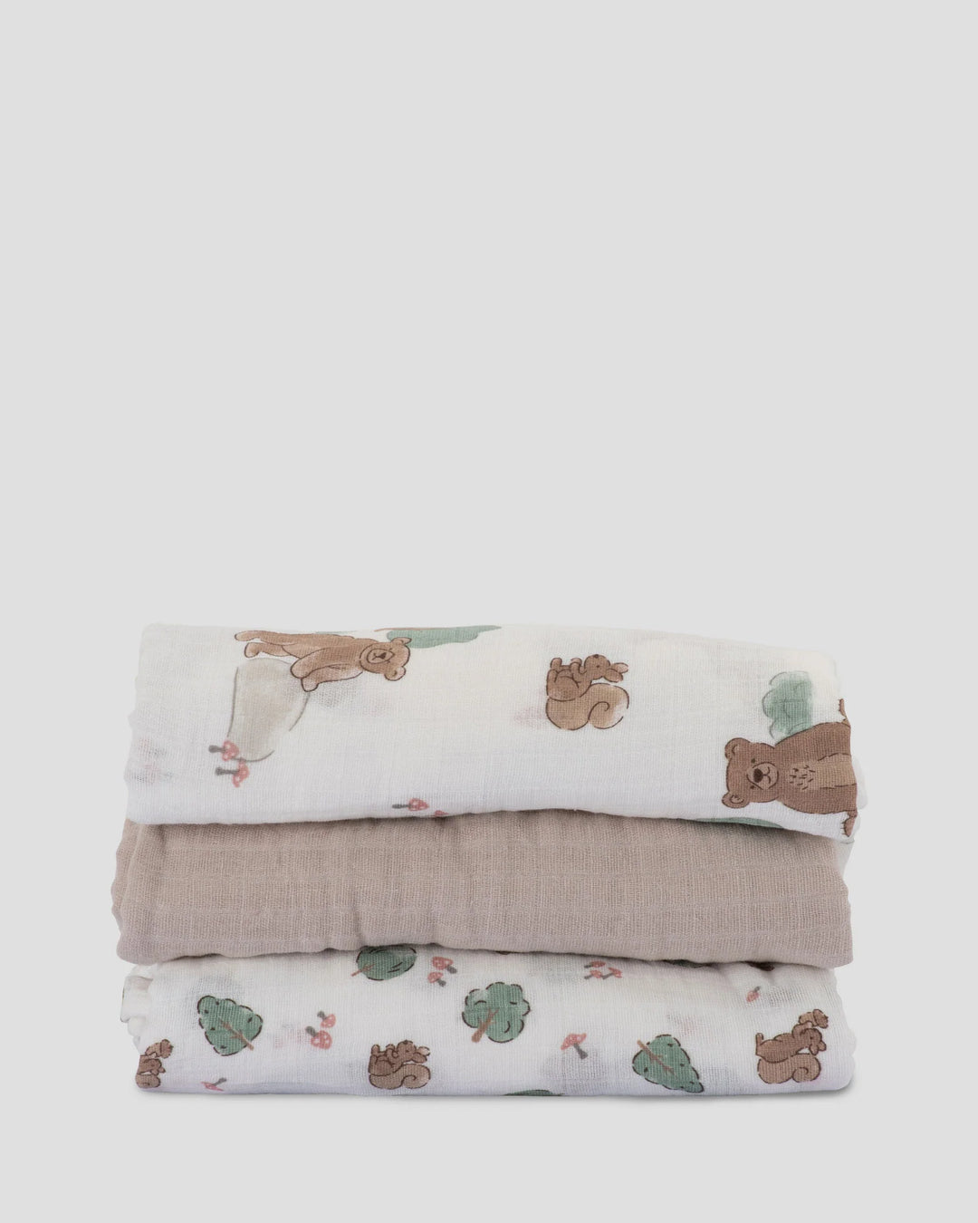 Little Linen Baby Muslin Wraps 3PK - Bushland Bear