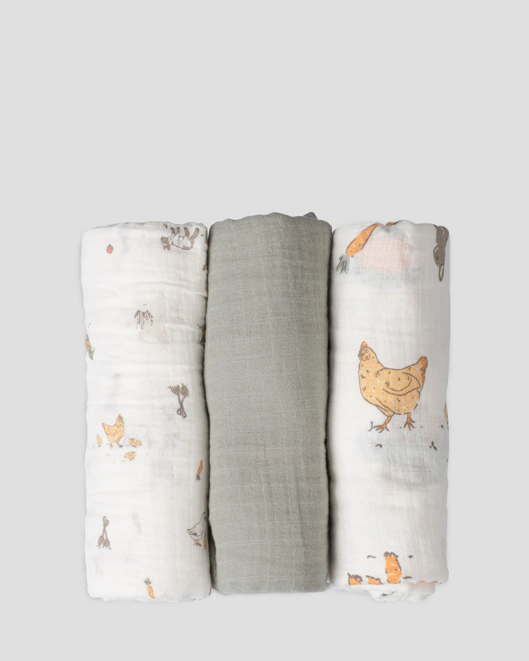 Little Linen Baby Muslin Wraps 3PK - Farmyard Lamb