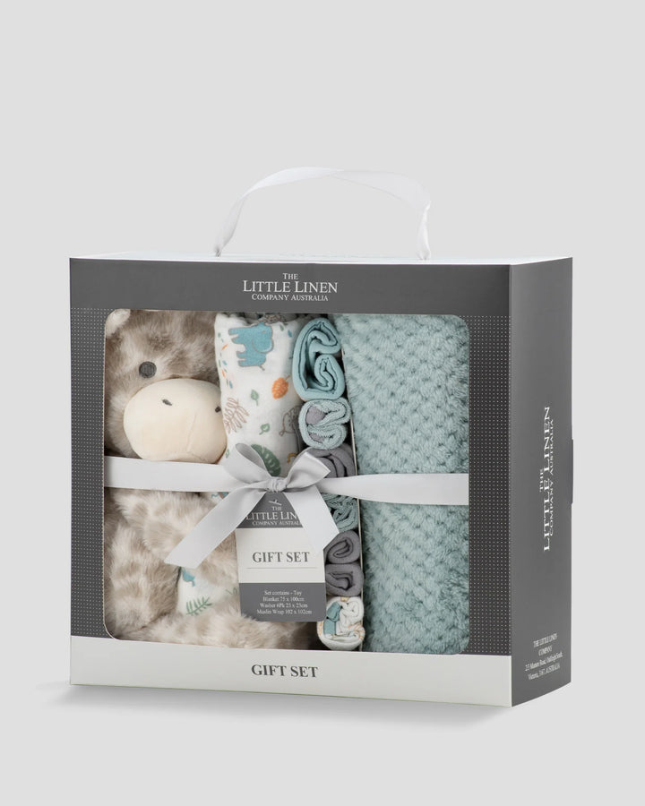Little Linen Boxed Baby Gift Set - Savanna Giraffe