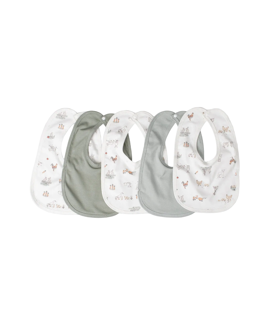 Little Linen Baby Jersey Bib 5 Pack - Farmyard Lamb