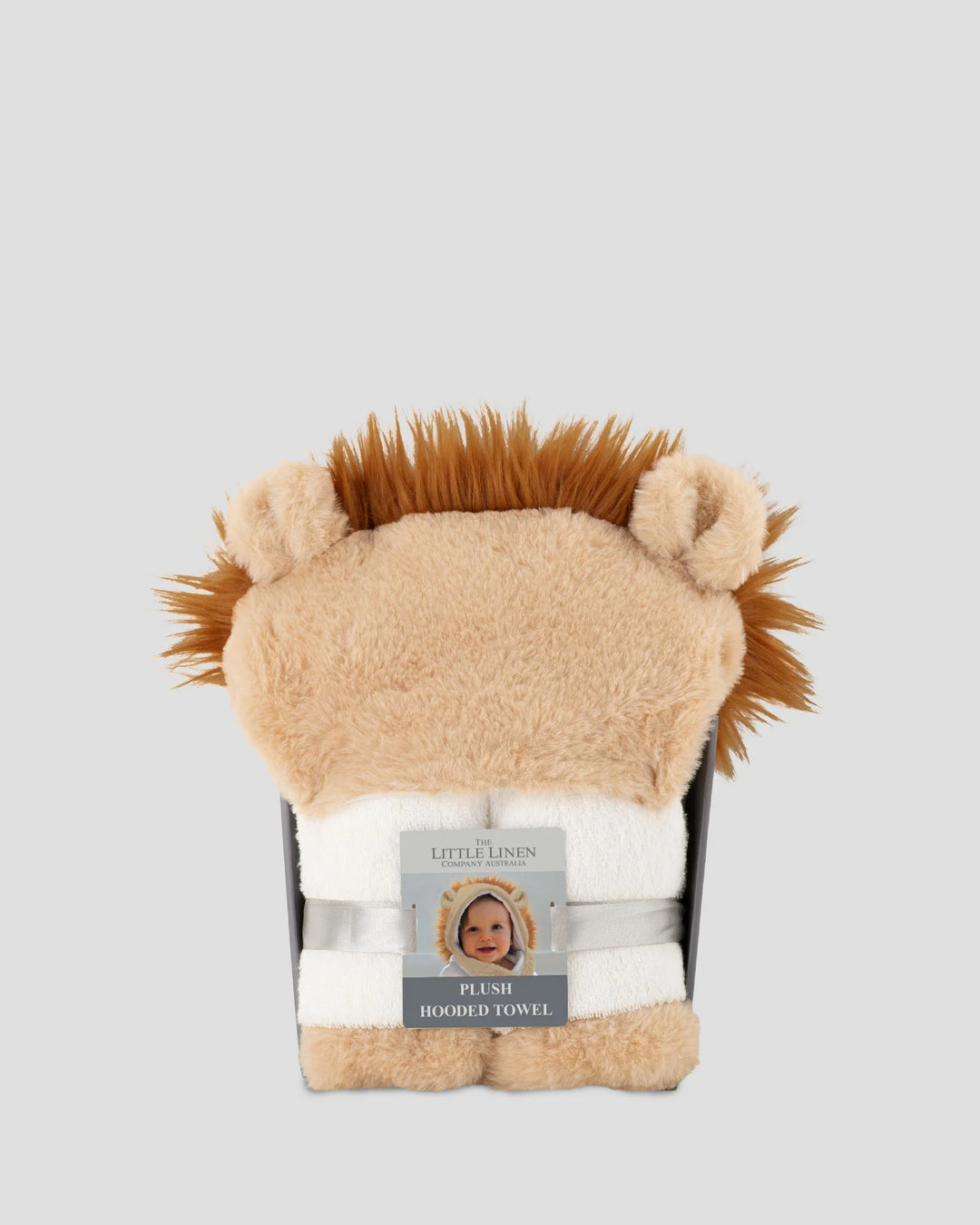 Little Linen Plush Baby Hooded Towel - Savanna Lion