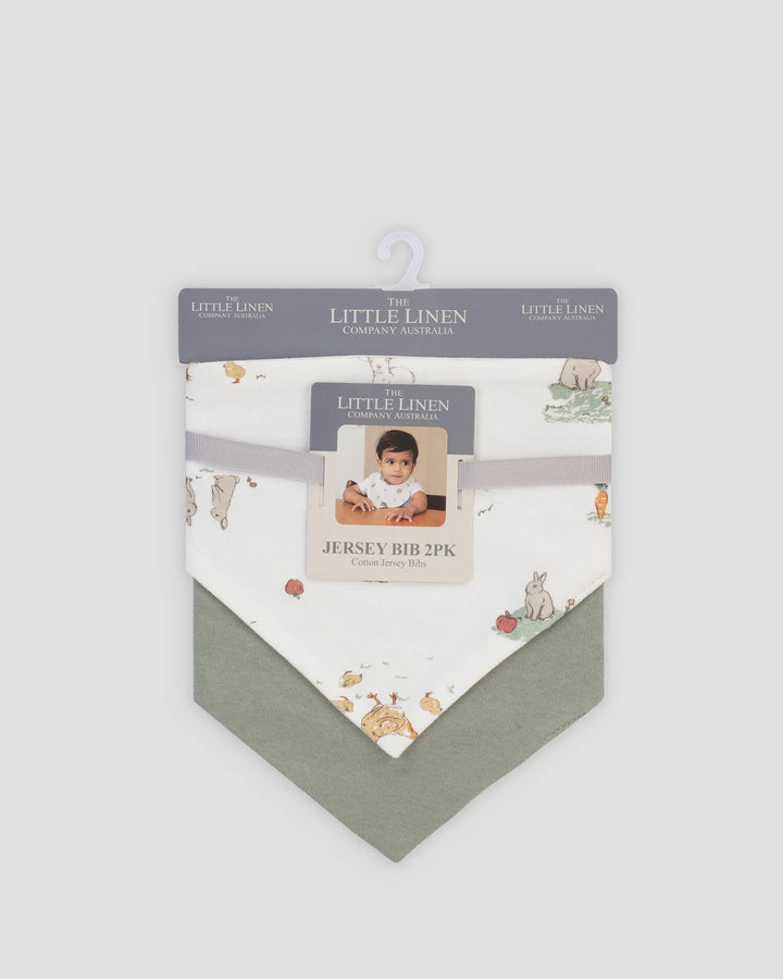 Little Linen Jersey Bibs 2 Pack - Farmyard Lamb