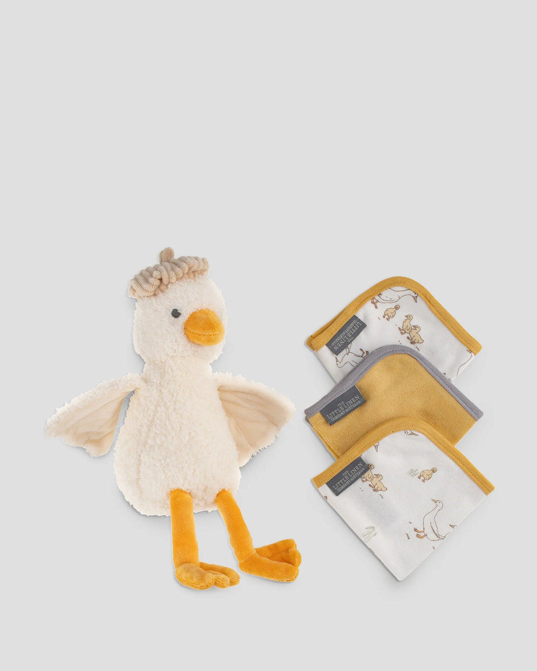 Little Linen Soft Plush Toy & Washers Gift Box - Fuzzy Duck