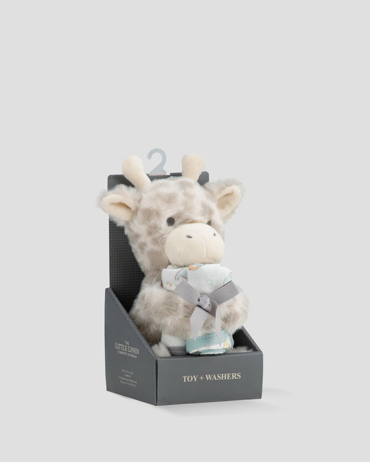 Little Linen Soft Plush Toy & Washers Gift Box - Savanna Giraffe
