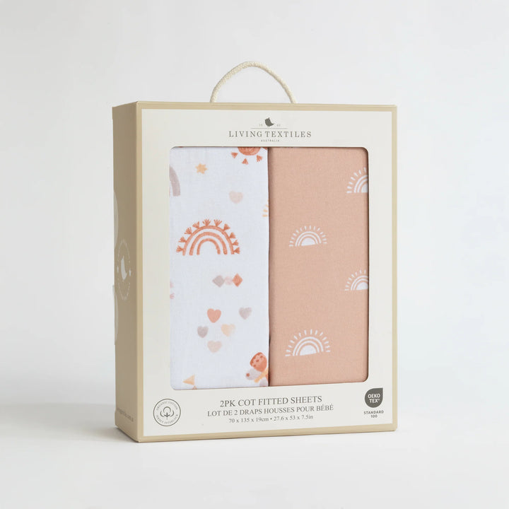 Organic Jersey Cot Fitted Sheets 2 Pack - Bohemian Bliss