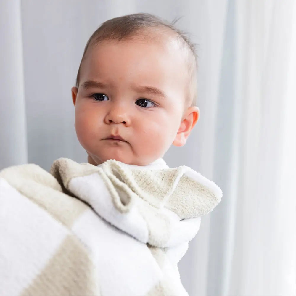 Chenille Blanket - Checkered Taupe