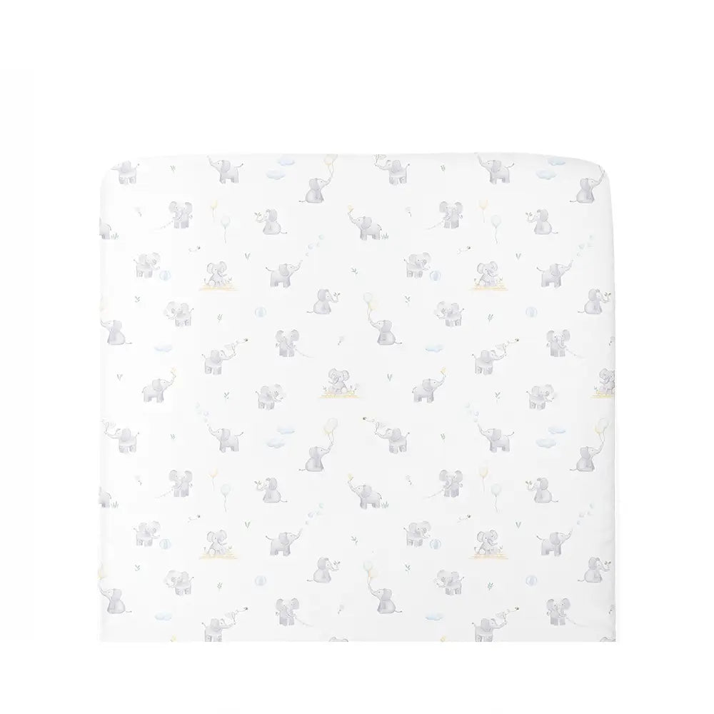 Organic Port-A-Cot Fitted Sheet - Elephant Playtime