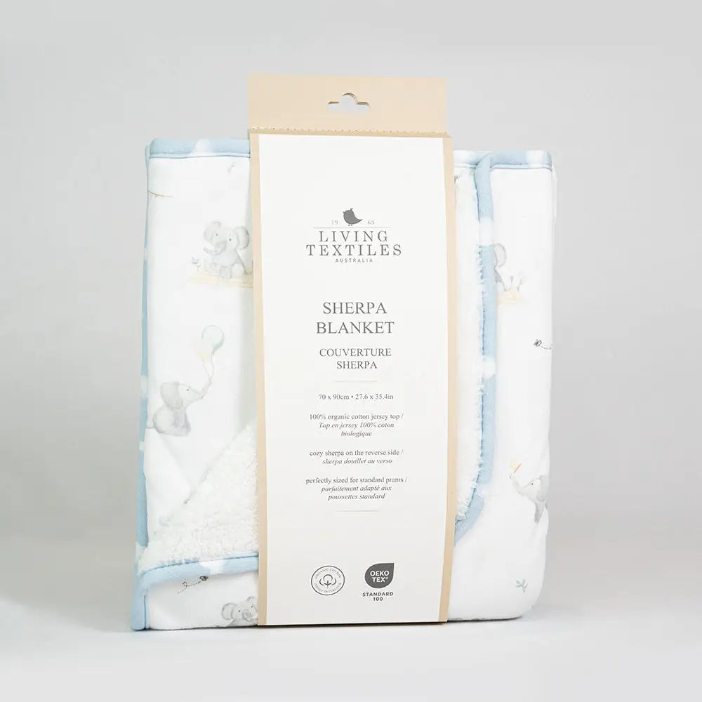 Cotton Jersey Sherpa Blanket - Elephant Playtime