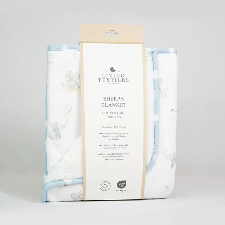 Cotton Jersey Sherpa Blanket - Elephant Playtime