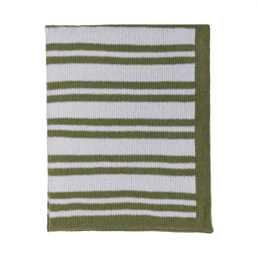 Chenille Blanket -  Sage Stripes