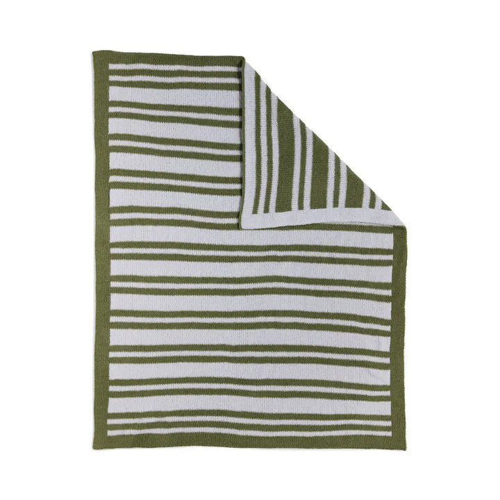Chenille Blanket -  Sage Stripes