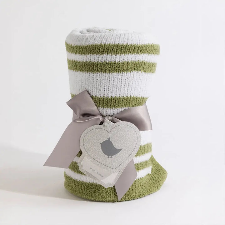Chenille Blanket -  Sage Stripes