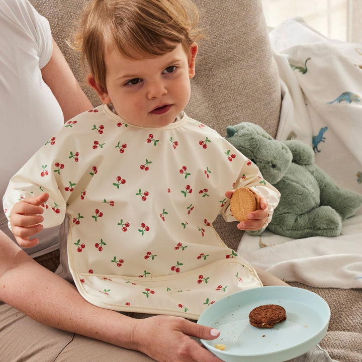 Long Sleeve Smock Bib - Cherry Smock