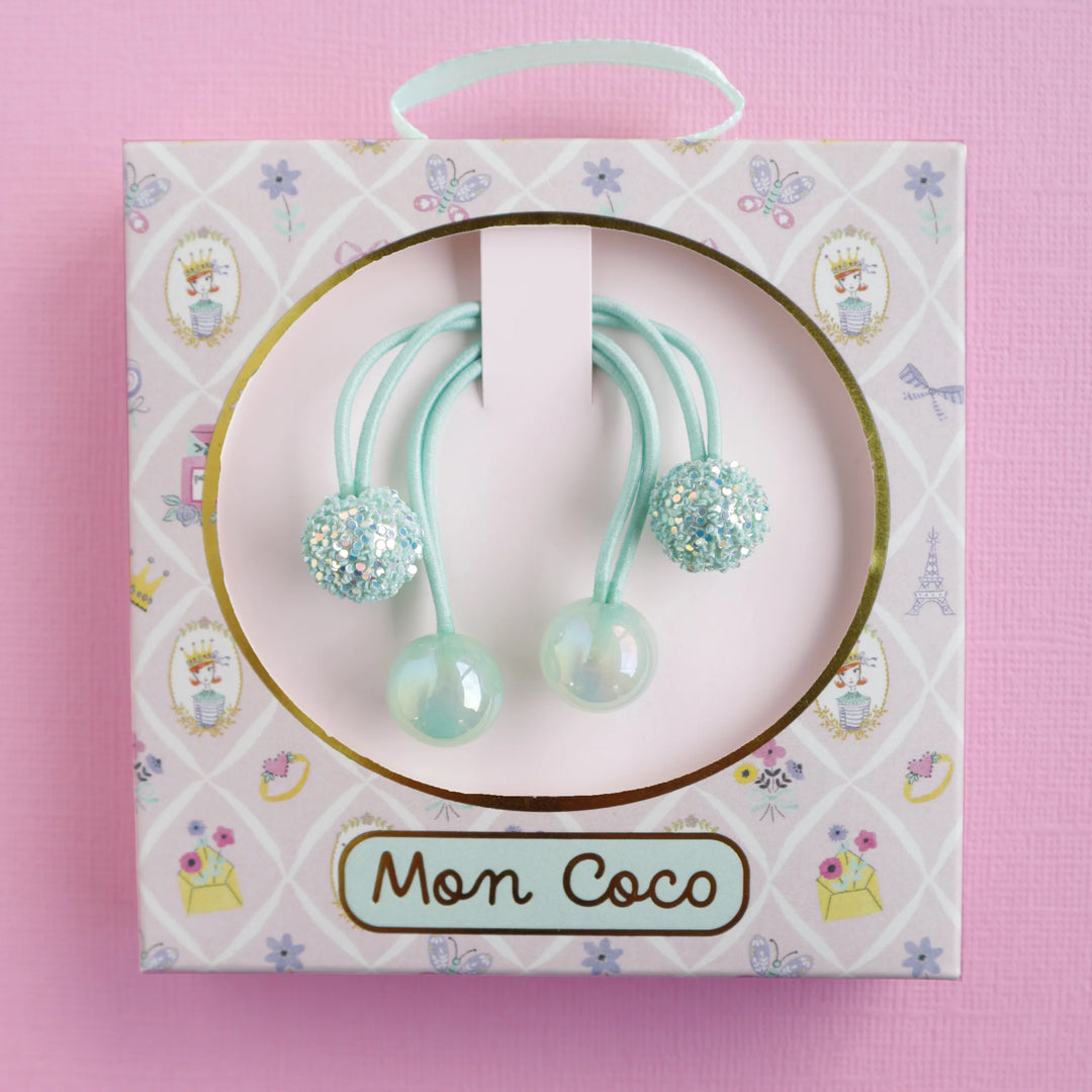 Mon Coco Sparkle Gem Hair Bobbles - Mint