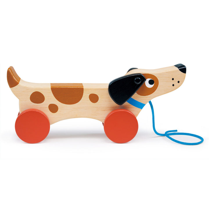 Wooden Puppy On Wheels Pull Along