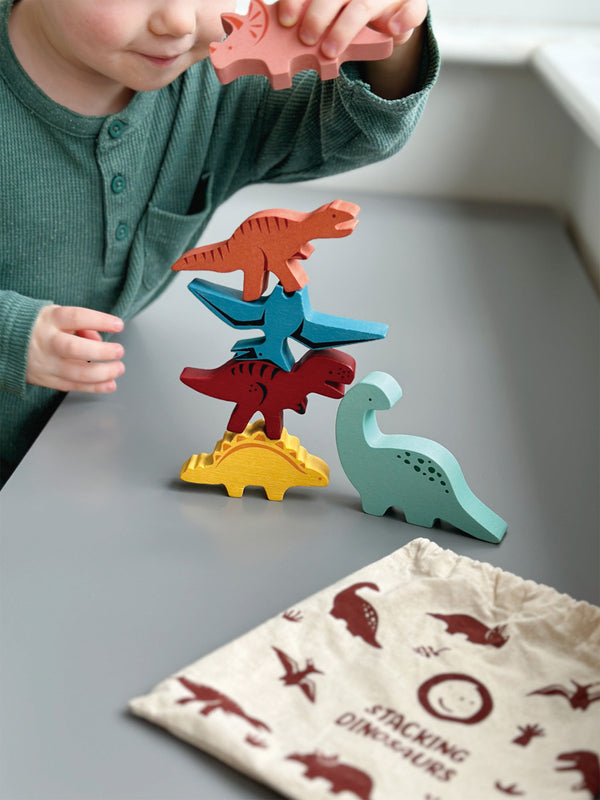 Mentari Wooden Happy Stacking Dinosaur Set & Bag