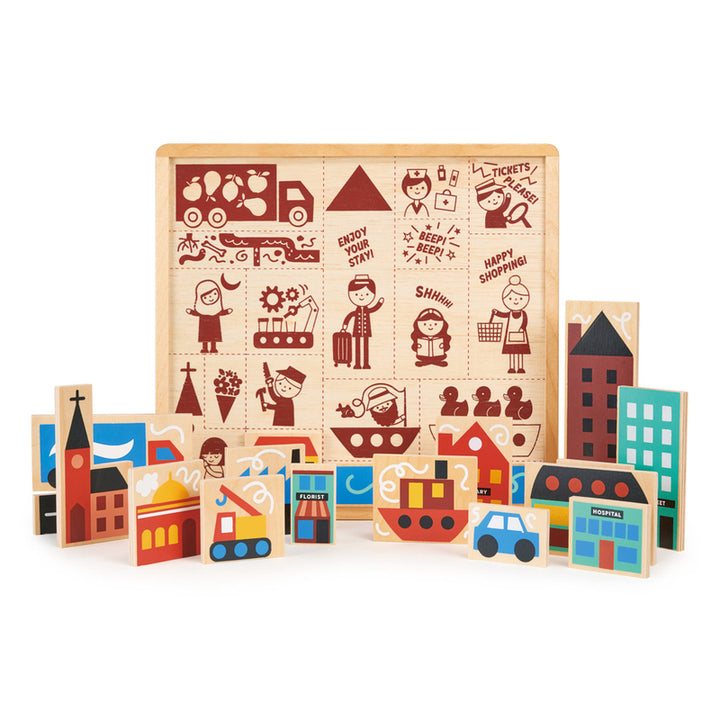 Mentari Wooden Busy Town Puzzle