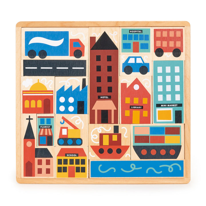 Mentari Wooden Busy Town Puzzle