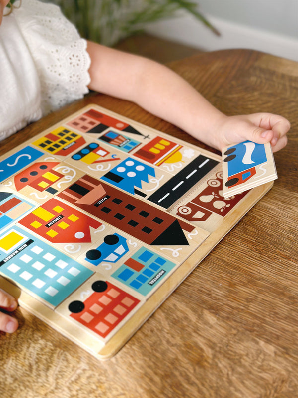 Mentari Wooden Busy Town Puzzle