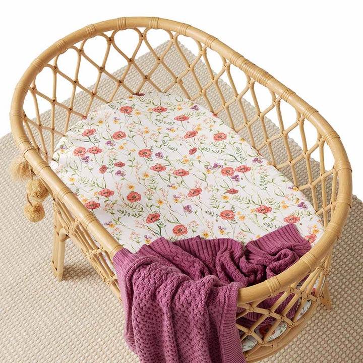 Snuggle Hunny Bassinet Sheet & Change Pad Cover - Meadow