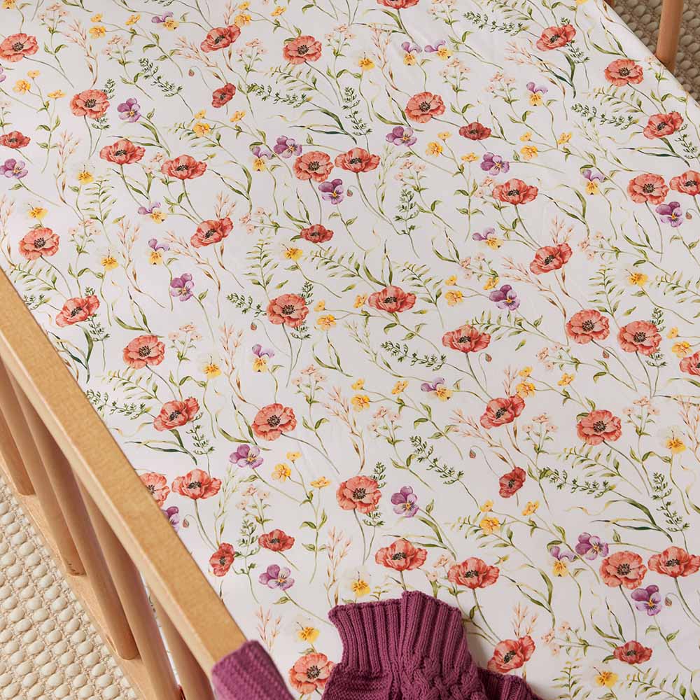 Snuggle Hunny Organic Fitted Jersey Cotton Cot Sheet - Meadow